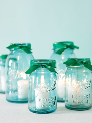 Recycled Mason jars are the perfect accent to any table