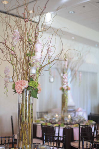 This spring wedding centerpiece was a hit The cherry blossoms